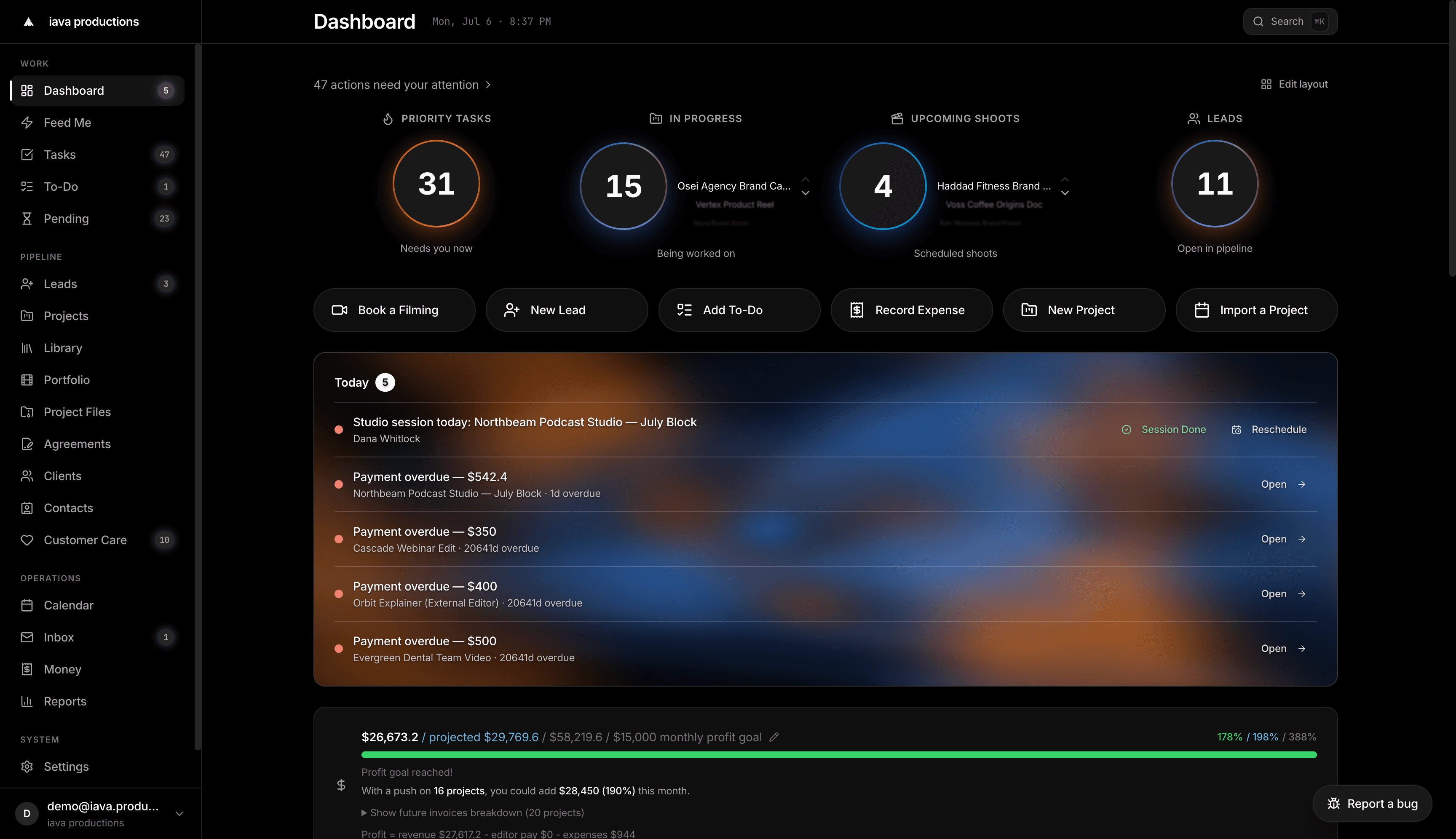 The iava one dashboard — your tasks and what needs attention